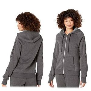 BEBE Women's Sport Logo Tape Hoodie‎ Jacket Athletic Cotton Fleece Large